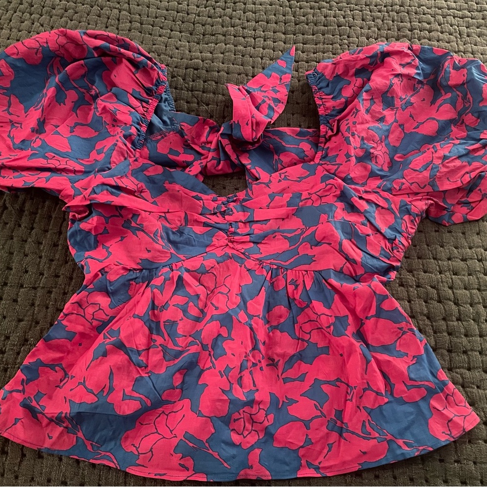 Floral Pink and Blue Women's Top